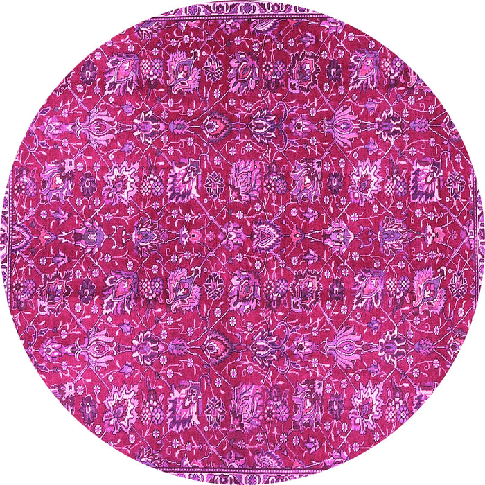 Round Machine Washable Persian Pink Traditional Rug, wshtr4521pnk