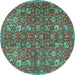 Round Persian Turquoise Traditional Rug, tr4521turq
