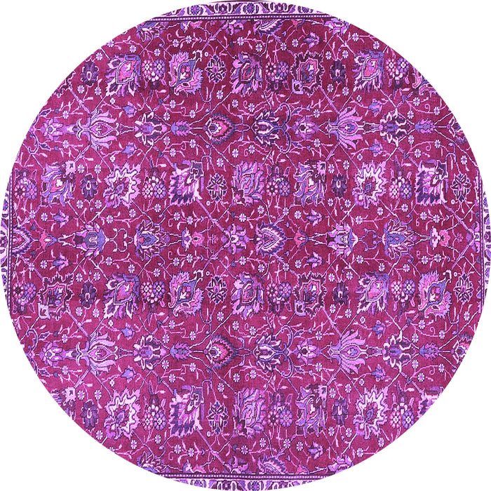 Round Machine Washable Persian Purple Traditional Area Rugs, wshtr4521pur