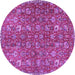 Round Machine Washable Persian Purple Traditional Area Rugs, wshtr4521pur