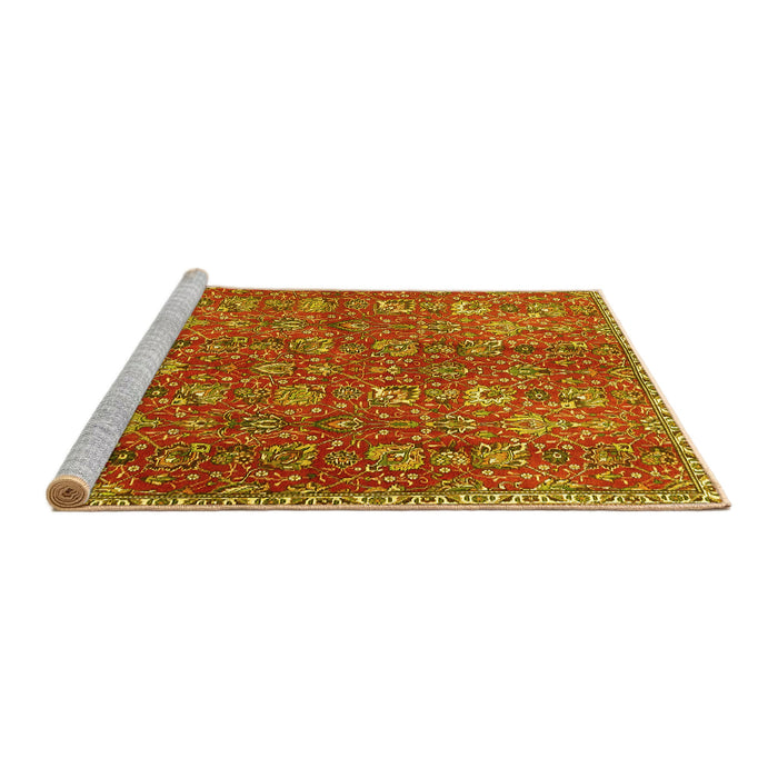 Sideview of Machine Washable Persian Yellow Traditional Rug, wshtr4521yw
