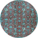 Round Persian Light Blue Traditional Rug, tr4521lblu