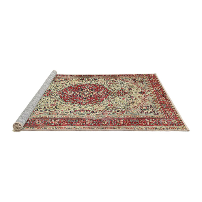 Sideview of Machine Washable Traditional Brown Rug, wshtr4522