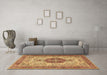 Machine Washable Medallion Brown Traditional Rug in a Living Room,, wshtr4522brn