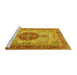 Sideview of Machine Washable Medallion Yellow Traditional Rug, wshtr4522yw