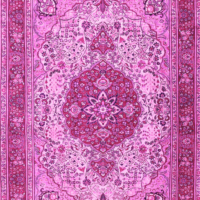 Machine Washable Medallion Pink Traditional Rug, wshtr4522pnk