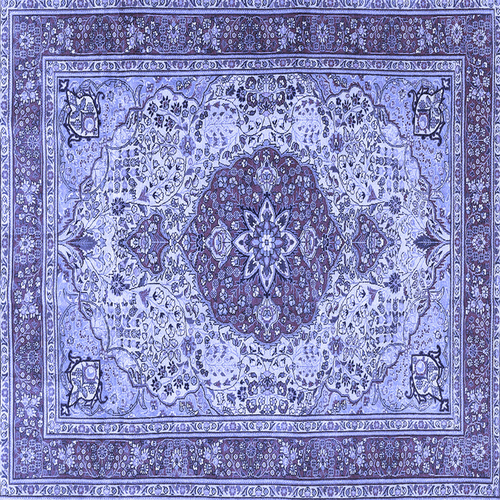 Square Machine Washable Medallion Blue Traditional Rug, wshtr4522blu