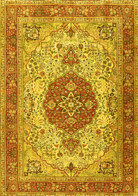 Medallion Yellow Traditional Rug, tr4522yw