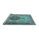 Sideview of Machine Washable Medallion Light Blue Traditional Rug, wshtr4522lblu