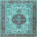 Square Medallion Light Blue Traditional Rug, tr4522lblu