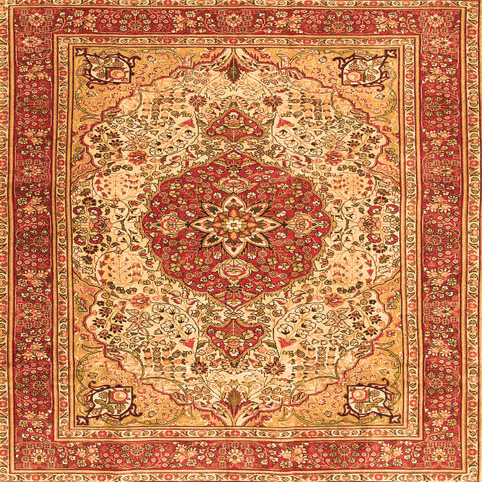Serging Thickness of Medallion Orange Traditional Rug, tr4522org