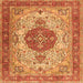 Serging Thickness of Medallion Orange Traditional Rug, tr4522org