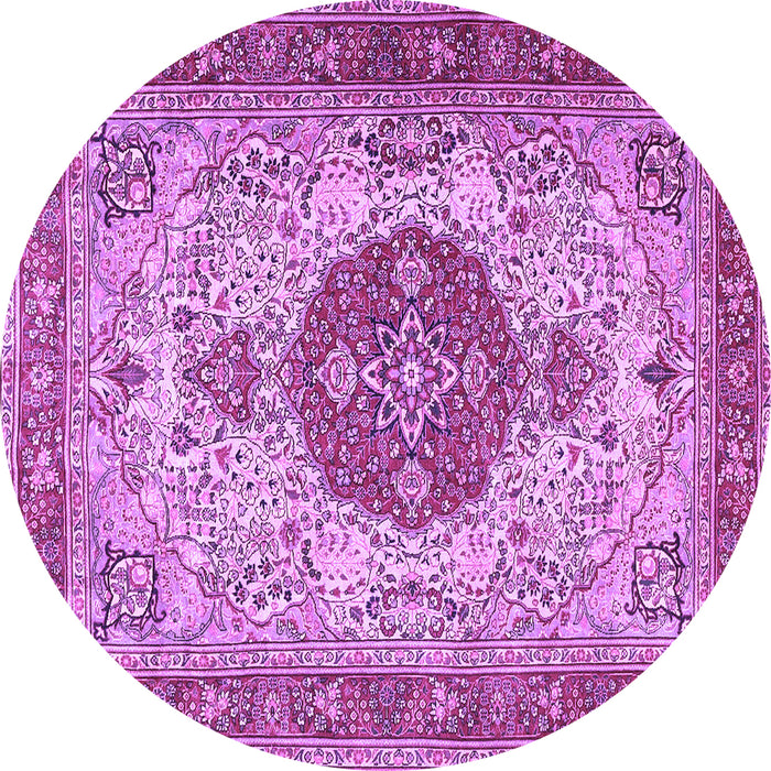 Round Medallion Purple Traditional Rug, tr4522pur