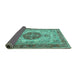 Sideview of Medallion Turquoise Traditional Rug, tr4522turq