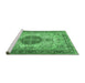 Sideview of Machine Washable Medallion Emerald Green Traditional Area Rugs, wshtr4522emgrn