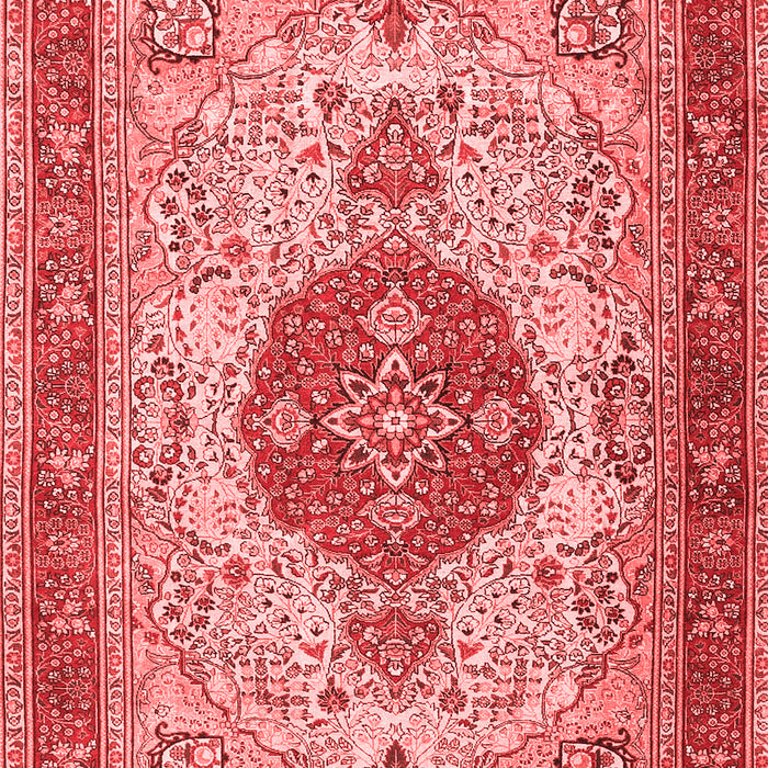 Machine Washable Medallion Red Traditional Rug, wshtr4522red
