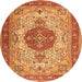 Square Medallion Orange Traditional Rug, tr4522org