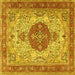 Square Medallion Yellow Traditional Rug, tr4522yw
