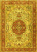 Machine Washable Medallion Yellow Traditional Rug, wshtr4522yw