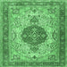 Square Medallion Emerald Green Traditional Rug, tr4522emgrn