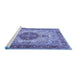 Sideview of Machine Washable Medallion Blue Traditional Rug, wshtr4522blu