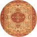 Machine Washable Medallion Orange Traditional Area Rugs, wshtr4522org