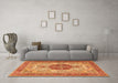 Machine Washable Medallion Orange Traditional Area Rugs in a Living Room, wshtr4522org