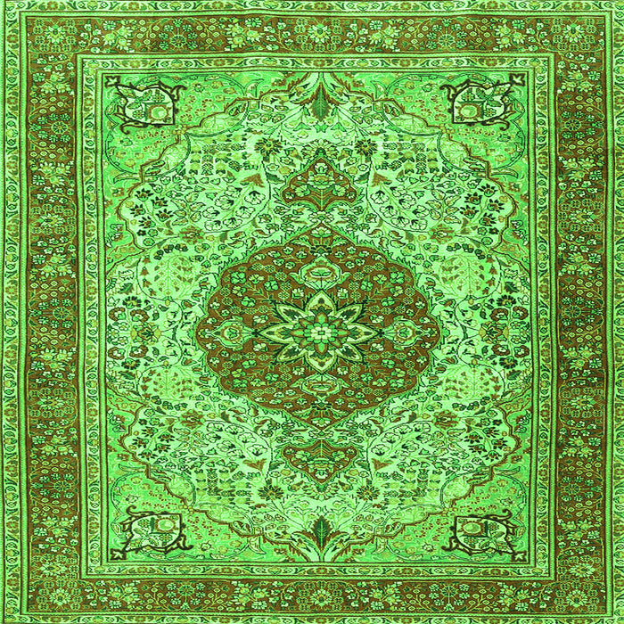 Serging Thickness of Medallion Green Traditional Rug, tr4522grn