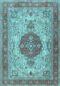 Medallion Light Blue Traditional Rug, tr4522lblu