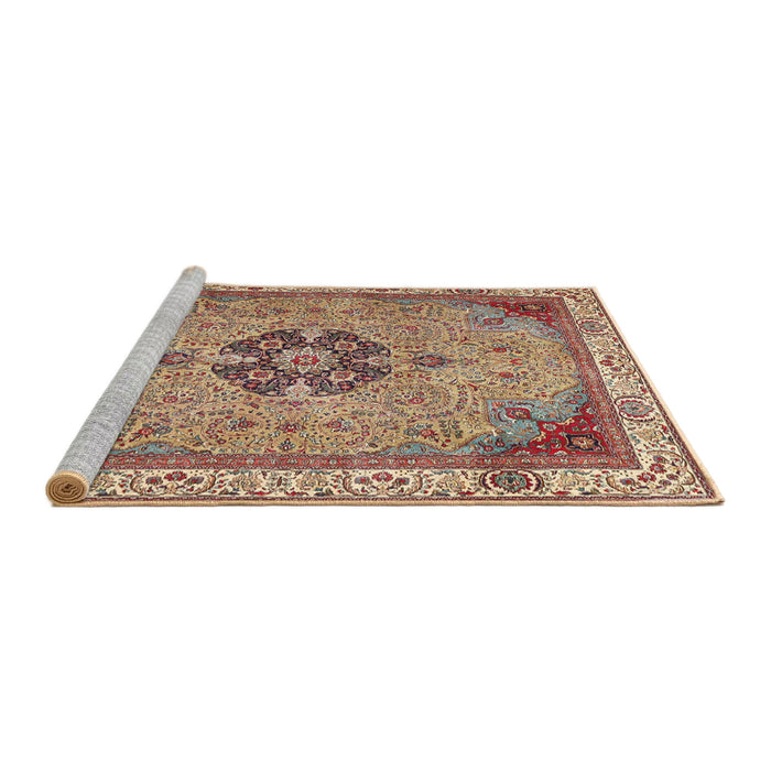 Sideview of Machine Washable Traditional Brown Red Rug, wshtr4523