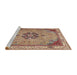 Sideview of Machine Washable Traditional Brown Red Rug, wshtr4523