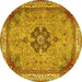 Round Medallion Yellow Traditional Rug, tr4523yw