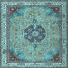 Square Medallion Light Blue Traditional Rug, tr4523lblu