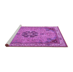 Sideview of Machine Washable Medallion Purple Traditional Area Rugs, wshtr4523pur