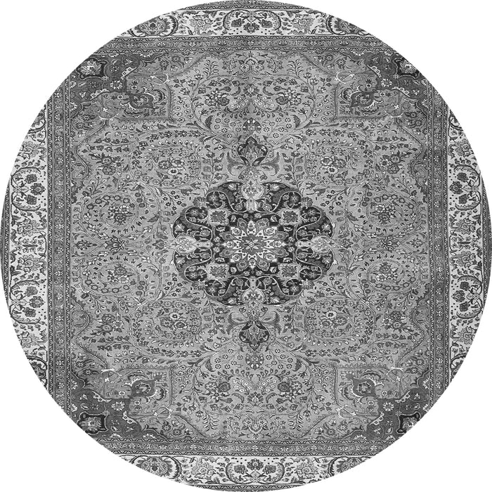 Machine Washable Medallion Gray Traditional Rug, wshtr4523gry