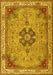 Machine Washable Medallion Yellow Traditional Rug, wshtr4523yw