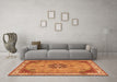 Machine Washable Medallion Orange Traditional Area Rugs in a Living Room, wshtr4523org