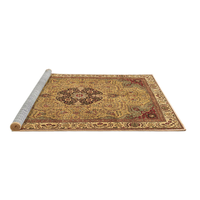 Sideview of Machine Washable Medallion Brown Traditional Rug, wshtr4523brn
