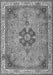 Serging Thickness of Machine Washable Medallion Gray Traditional Rug, wshtr4523gry