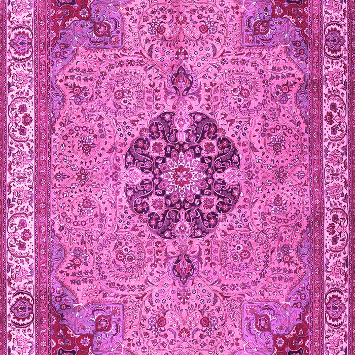 Machine Washable Medallion Pink Traditional Rug, wshtr4523pnk