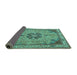 Sideview of Medallion Turquoise Traditional Rug, tr4523turq