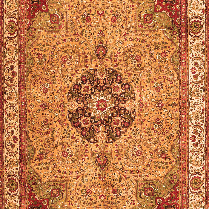 Serging Thickness of Machine Washable Medallion Orange Traditional Area Rugs, wshtr4523org