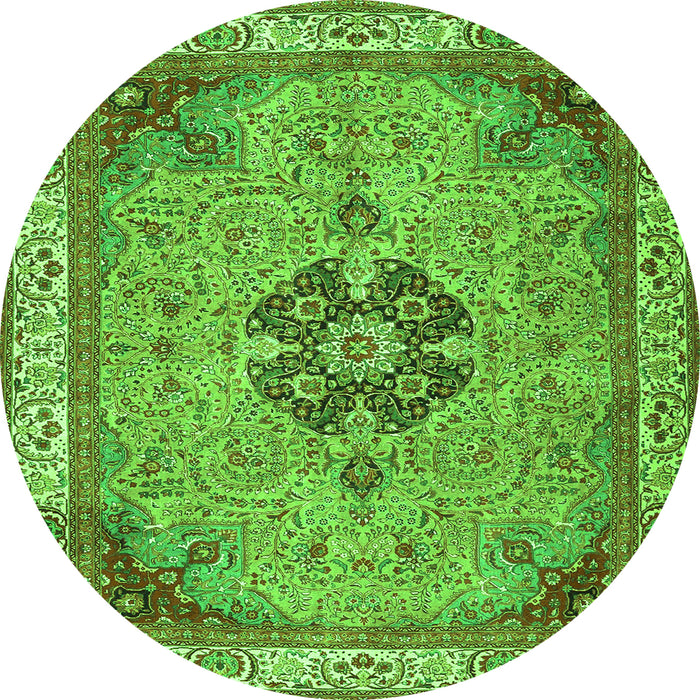 Square Medallion Green Traditional Rug, tr4523grn