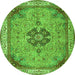 Square Medallion Green Traditional Rug, tr4523grn