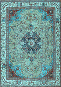 Medallion Light Blue Traditional Rug, tr4523lblu