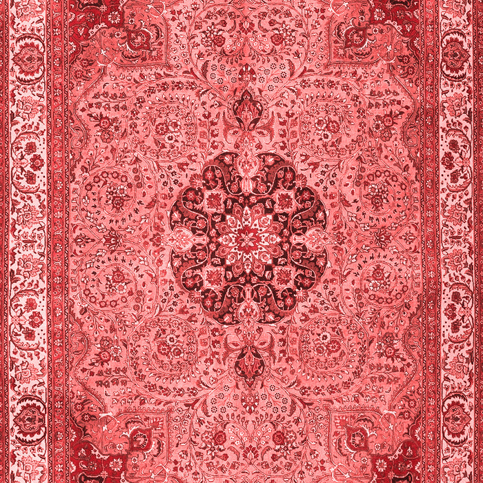 Machine Washable Medallion Red Traditional Rug, wshtr4523red
