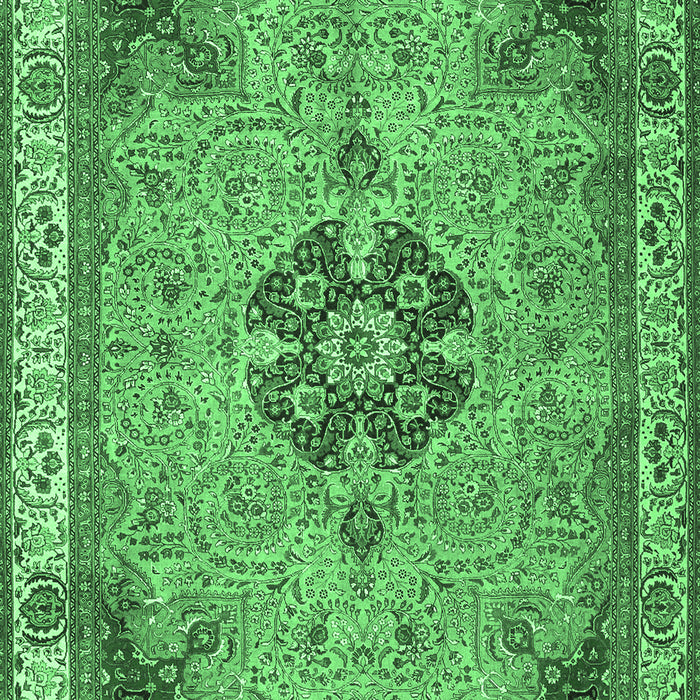 Medallion Emerald Green Traditional Rug, tr4523emgrn