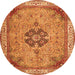 Machine Washable Medallion Orange Traditional Area Rugs, wshtr4523org