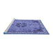 Sideview of Machine Washable Medallion Blue Traditional Rug, wshtr4523blu