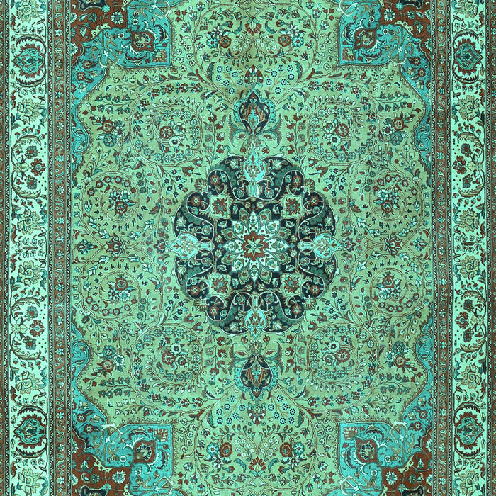 Machine Washable Medallion Turquoise Traditional Area Rugs, wshtr4523turq